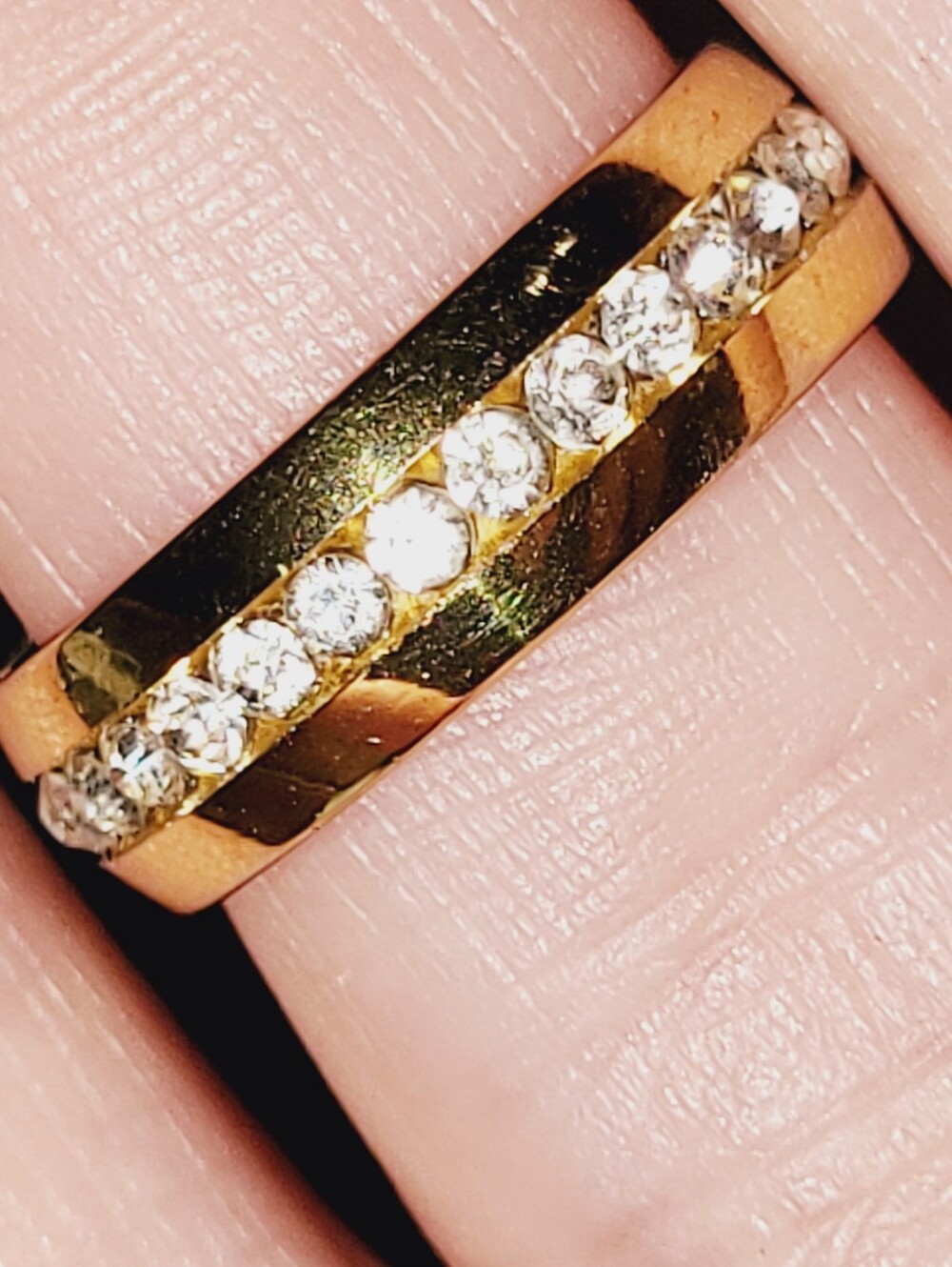 Gold Crystal-Accented Women's Ring - Elegant Band by